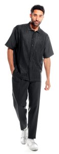 Silversilk Black Hand Woven Greek Design Short Sleeve Knitted Outfit 3125