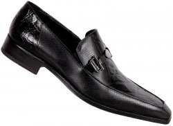 Mauri 4461 Black Genuine Alligator / Perforated Calf Shoes