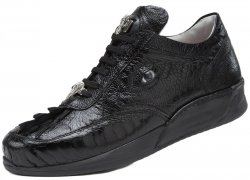 Mauri "Arena" M759 Black Genuine Hornback Crocodile Tail / Ostrich Leg Sneakers