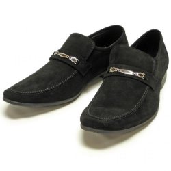 Encore By Fiesso Black Genuine Leather/Suede Loafer Shoes FI6407