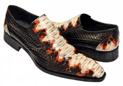 Duca Di Matiste Black / Natural / Red Python Design Italian Calfskin Leather Loafers 24