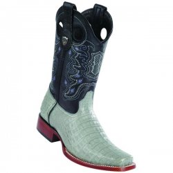 Wild West Gray Genuine Leather Caiman Belly Square Toe Cowboy Boots 28188209