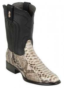 Los Altos Natural Genuine Python Round Roper Toe Cowboy Boots 695749