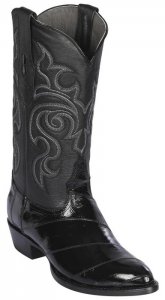 Los Altos Black Genuine Eel Skin Round Toe Cowboy Boots 600805
