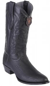 Los Altos Black Genuine Sharkskin Round Toe Cowboy Boots 659305