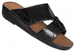 Mauri "1758" Black Genuine Stingray / Lizard Platform Sandals
