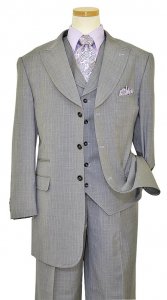 Solo 360 Collection Grey Design Super 160's Wool 3 Piece Fashion Full Cut Wide Leg Suit S218