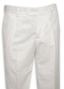 RuYi White Flat Front Slim Fit Dress Slacks P3486