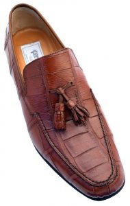 Ferrini 3918 Cognac Genuine Crocodile Loafer Shoes With Tassel.