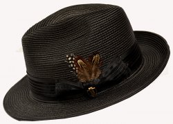 Bruno Capelo Black Fedora Braided Straw Hat BC-610