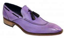 Duca Di Matiste "Rieti" Lavender Genuine Calfskin Tassels Loafers Shoes.