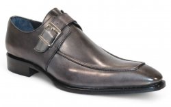 Duca Di Matiste "Garda" Grey Genuine Italian Calf Leather Monk Strap Dress Shoes.