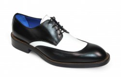 Emilio Franco "Cosimo" Black/White Genuine Italian Calf Leather Lace-Up Dress Shoes.