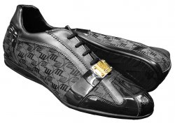 Mauri 8665 Black / Charcoal Grey Crocodile / Patent Leather / Mauri Fabric Sneakers