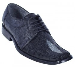 Los Altos Black Genuine Stingray Single Stone w / Ostrich Shoes ZV057605