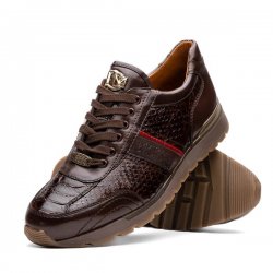 Marco Di Milano ''Brescia'' Brown Genuine Python and calfskin Fashion Sneakers