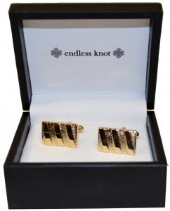 Endless Knot Gold Plated Striped Rectangle Cufflink Set CPI12A