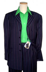 Steve Harvey Collection Navy/Green Stripes Super 120's Merino Wool Suit
