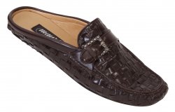Mauri "3122" Dark Brown Genuine Woven Calf / Lizard Half Shoes With Monk Strap