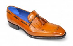 Emilio Franco "Tommaso" Gold Genuine Italian Calf Leather Tassel Loafers.