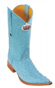 Los Altos Baby Blue Genuine All-Over Ostrich 3X Toe Cowboy Boots 950319