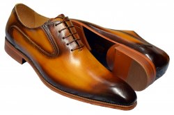 Carrucci Cognac Burnished Calfskin Leather Oxford Shoes KS503-36A