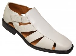 Antonio Cerrelli White PU Leather Closed Toe Monk Strap Sandals 6691