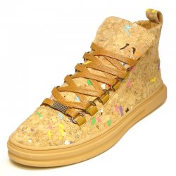 Fiesso Cork Brown / Multi Color Leather High Top Sneakers FI2254.