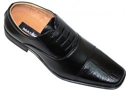Masimo 2133 Black Alligator Print Leather Shoes