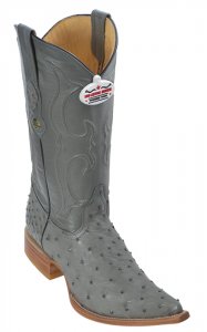 Los Altos Grey Genuine All-Over Ostrich 3X Toe Cowboy Boots 950309