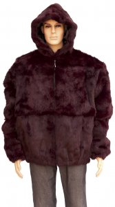 Winter Fur Burgundy Full Skin Rabbit Jacket With Detachable Hood M05R02BD.