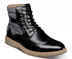 Stacy Adams "Granger'' Black Genuine Leather Wingtip Lace Boot 25297-913.