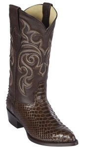 Los Altos Brown Suede Finish Genuine Python Snakeskin J Toe Cowboy Boots 99N5707