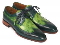 Paul Parkman "6931GRN" Green / Olive Genuine Calfskin Wingtip Derby Shoes