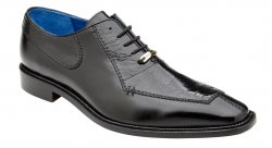 Belvedere "Biagio" Black Genuine Ostrich / Italian Calf Leather Lace-Up Dress Shoes B13.