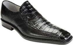 Belvedere "Gavino" Black Genuine Crocodile / Lizard Loafer Shoes
