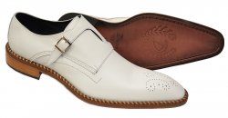 Duca 2030 White Italian Calfskin Criss-Cross Double Monk Strap Shoes