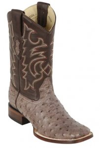 Los Altos Brown Genuine Ostrich Wide Square Toe Cowboy Boots 8220385