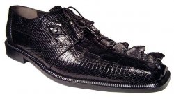 Romano "Dino Eyes" Black Genuine Hornback Crocodile Tail/Lizard with Eyes Shoes