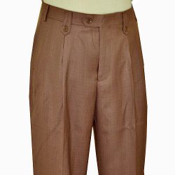 Pronti Luggage Brown Wide Leg Slacks With Custom Button Tabs / Flapped Pockets P6046