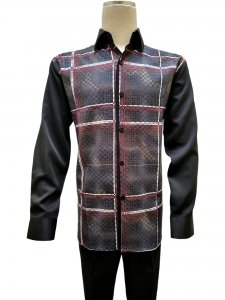 Pronti Black / White / Wine / Metallic Gold Plaid Long Sleeve Outfit SP6703