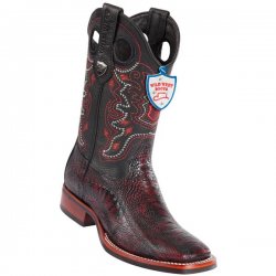 Wild West Black Cherry Genuine Ostrich Leg Square Toe Cowboy Boots 28250518