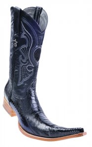 Los Altos Black Genuine Ostrich Leg 9X Pointed Toe Cowboy Boots 970505