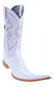 Los Altos White Genuine Eel 9X Pointed Toe Cowboy Boots 970828