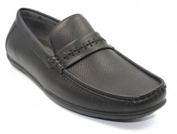 Steve Harvey "Madrid" Black Faux Leather Casual Driving Loafer Shoes