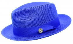 Bruno Capelo Royal Blue Fedora Braided Straw Hat FN-822