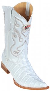 Los Altos White All-Over Alligator Tail Print 3X Toe Cowboy Boots 3950128