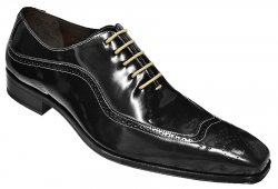 Mezlan "Patron" Black Genuine Patent Leather Oxford Dress Shoes With Contrast Laces 15589