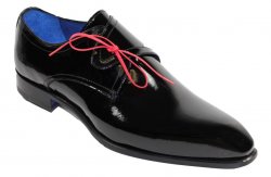 Emilio Franco "Renato" Black Patent Leather Lace-Up Shoes.
