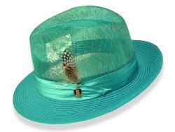 Bruno Capelo Turquoise Blue Fedora Sinamay Straw Dress Hat SP-110